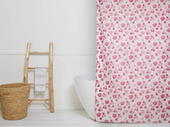 Kuber Industries Microfibre Floral Shower Curtain with 8 Hooks (Standard, 138 x 214 x 1 Cm, Pink)