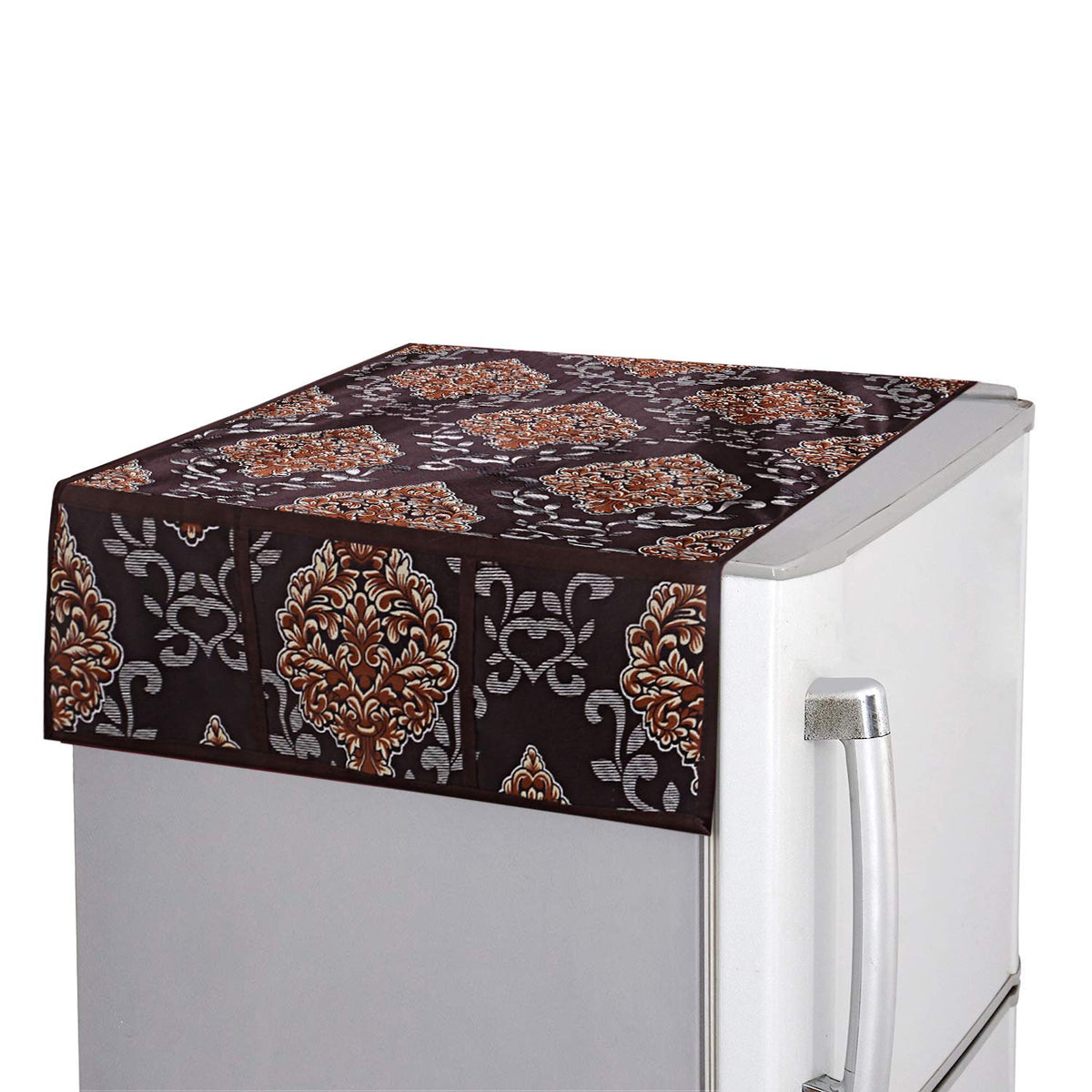 Kuber Industries Floral Design Cotton Fridge Top Cover 38"X21" (Blue), Ctktc13805, Standard- 1 Unit