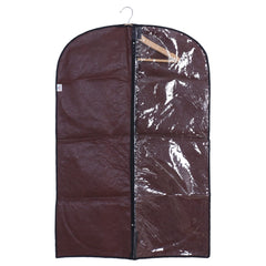 Heart Home Embossed Coat Cover|Non Woven Foldable Hanging Blazer Cover|Half Transparent Wardrobe Organizer, Pack 6 (Brown)