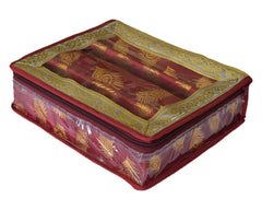 Heart Home Multipurpose Feather Design Laminated 2 Rod Bangle Box/Organizer/Case With Tranasparent Top - Pack of 2 (Maroon)-47HH0199