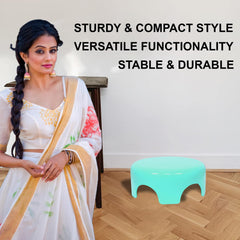Heart Home Bathroom Stool | Plastic Bathroom Stool for Bathing | Bathroom Stool for Senior Citizen | Patla for Toilet | Sumo Stool | Pack of 2 | Green