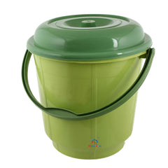 Heart Home Unbreakable Virgin Plastic Strong Bathroom Bucket with Lid 18 LTR (Green)-Pack of 2-HHEART15239