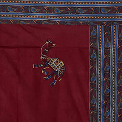 Kuber Industries Dancing Women with Designer Border Cotton Diwan Set with 8 Pieces (Maroon), (Model: HS_37_KUBMART019583), Full