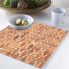 Kuber Industries Bamboo Design Wooden 6 Piece Dining Table Placemat Set - Brown