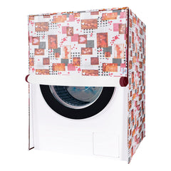 Heart Home Washing Machine Cover | Dil Check Print Washing Machine Cover | Soft PVC | Front Load Washing Machine Cover | White