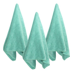 Kuber Industries Cleaning Cloths|Microfiber Highly Absorbent Wash Towels for Kitchen,Car,Window,24 x 16 Inch,Pack of 3 (Green)