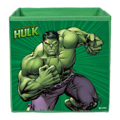 Heart Home Marvel Hulk Print Durable & Collapsible Square Storage Box|Clothes Organizer With Handle,Pack of 3 (Green)