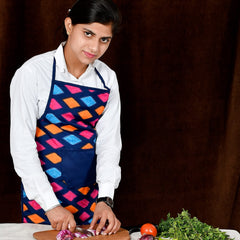 Kuber Industries Flower Printed Apron with 1 Front Pocket (Pack of 1, Blue)