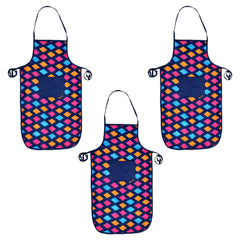 Heart Home Navajo Printed Oil Stain Resistant Cooking Kitchen Apron for Men Women with 1 Front Pocket- Pack of 3 (Blue)-50HH0734