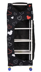 Kuber Industries Disney Mickey Mouse Print Multipurpose Plastic Foldable Toy Box/Wardrobe Storage Baby Almirah for Kids with 5 Shelves (Black)