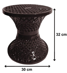 Kuber Industries Stool for Living Room|Plastic Stool for Sitting|Mesh Design Both Sided Plastic Stool|Brown