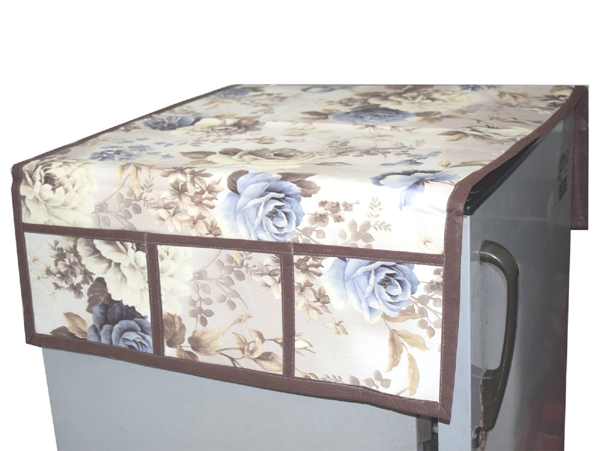 Kuber Industries Cotton Fridge Top Cover - Cream