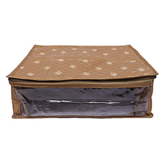 Kuber Industries 3 Layered Quilted Satin Saree Cover (Gold) -CTLTC10596