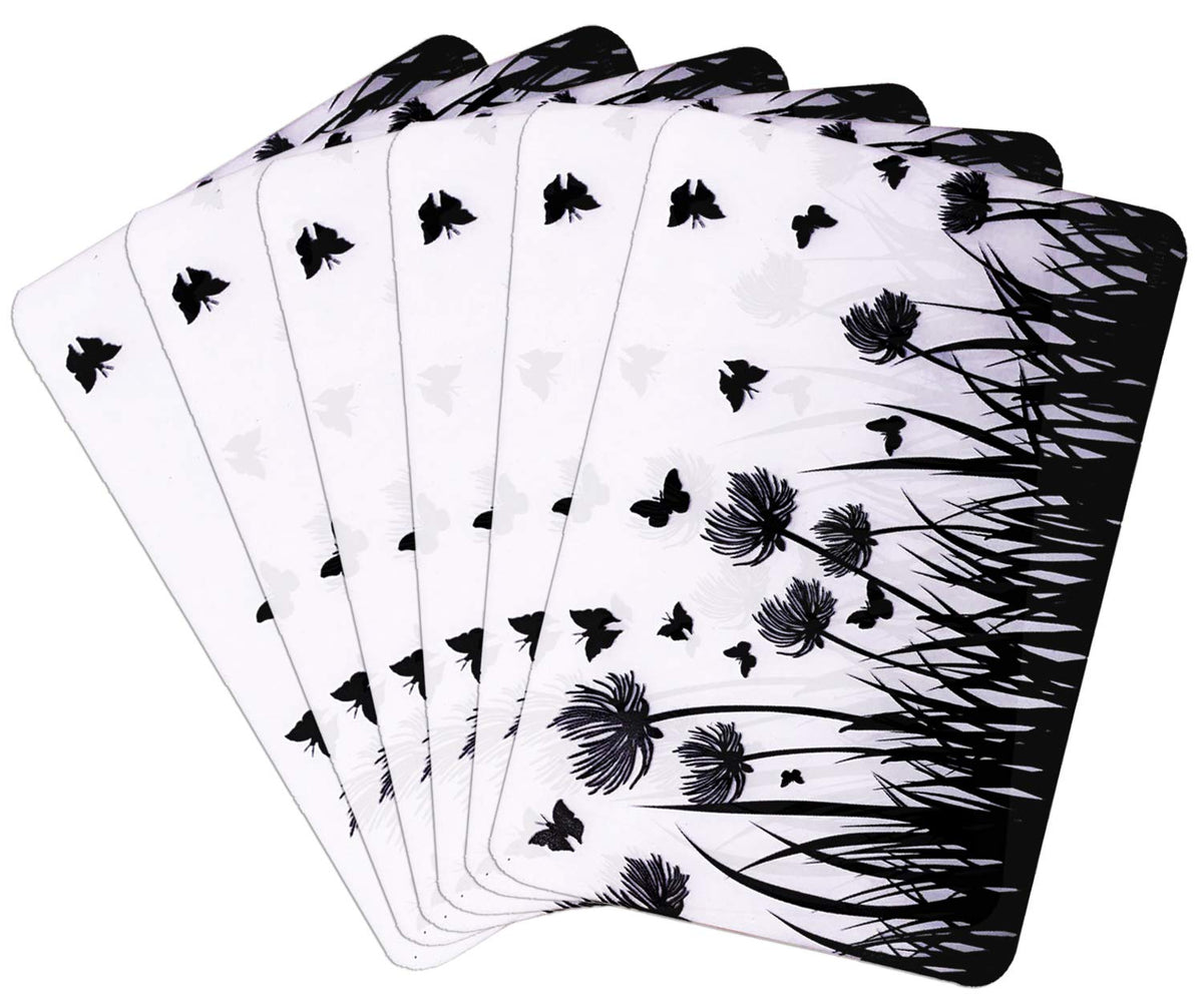 Kuber Industries Flower Design 6 Pieces PVC Refrigerator/Fridge Multipurpose Drawer Mat Set(Black & White)-CTKTC32700