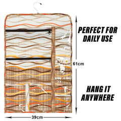 Kuber Industries Document Holder | PVC Zig-Zag Design Document Organizer | Double Sided Document Holder for Home | 7 Small Pocket with 3 Zipper | Cream