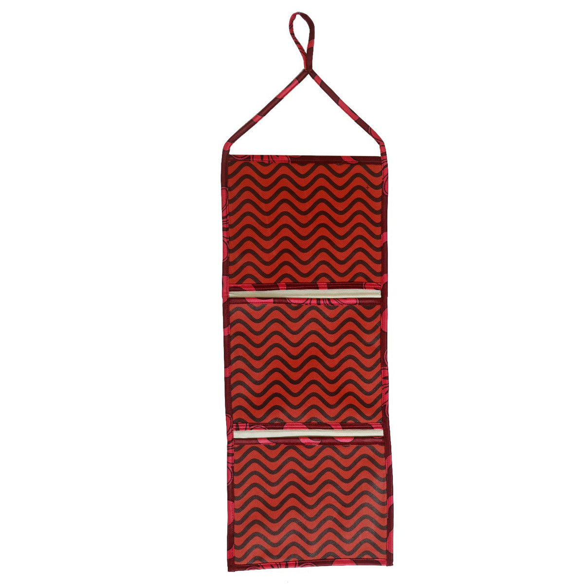 Kuber Industries Lahariya Design 2 Pieces Cotton Wall Hanging Magazine Letter Holder(Maroon) - CTKTC30732