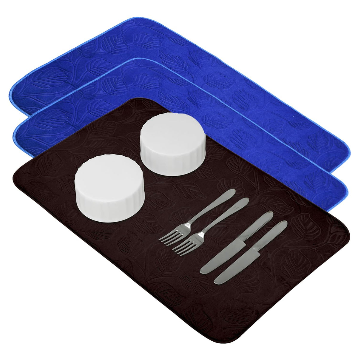 Kuber Industries Dish Dry Mat | Microfiber Self Drying Mat | Kitchen Drying Mat | Water Absorbent Kitchen Mat | Embossed Dish Dry Mat | 38x50 | Pack of 3 | Multicolor