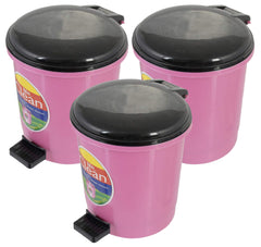 Kuber Industries 3 Pieces Table Top Desk Garbage Dustbin Trash for Office Home Work Place,2 LTR(Pink)