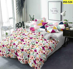 Kuber Industries Floral Design Glace Cotton 144 TC King Size Double Bedsheet with 2 Pillow Covers (Pink, F_26_Kubmart016956)