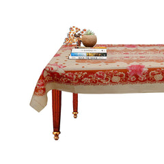 Heart Home Flower Design PVC 4 Seater Center Table Cover 60"x40"(Pink) -(CTHH06960)