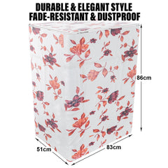 Heart Home Washing Machine Cover | Cream Printed Washing Machine Cover | Soft PVC | Top Load Semi-Automatic Washing Machine Cover | Cream