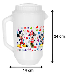 Kuber Industries Disney Team Mickey Print Unbreakable Multipurpose Plastic Water & Juice Jug with Lid,2 LTR (White), Pack of 1 (HS_36_KUBMART018165)
