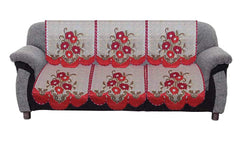 Kuber Industries Flower Design 6 Piece Cotton 5 Seater Sofa Cover Set - 70.07"x29.13", Magenta