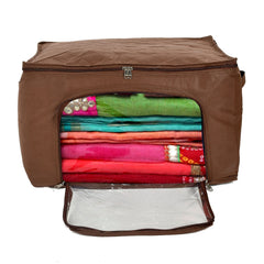 Kuber Industries Non-Woven Living Box, Underbed Storage, Cloth Storage Boxes for Wardrobe With Window (Blue) 54KM4093