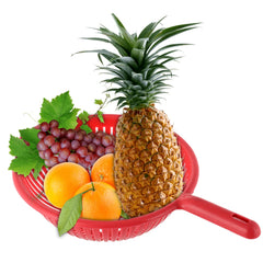 Heart Home Multifunctional Plastic Drain Strainer, Colander, Washing Basket for Home Kitchen Supplies with Handle (Red)-50HH01837