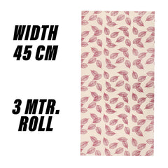 Heart Home Shelf Liner | EVA Kitchen Cabinet Shelf Mat | Anti-Slip Bathroom Mat | Fridge Mat | Table Mat | Pink Leaf Wardrobe Mat | 3 Meter | Pack of 2 | Cream