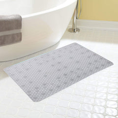Kuber Industries Checkered Design PVC Bathroom Mat with Suction Cups - 28"x16", Transparent