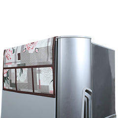 Kuber Industries Leaf Design PVC Fridge Top Cover - Brown