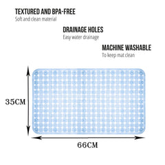 Heart Home Bath Mat | PVC Bathroom Mat | Shower Bath Mat | Transparent Round Check Floor Tub Mat | Foot Massager Mat | Anti-Skid Floor Mat | Shower Mat | Blue