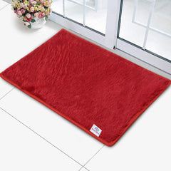 Heart Home Microfiber Shaggy Durable Anti-Skid Easy Clean, Waterproof, Low-Profile Heavy Duty Door Mat for Indoor Outdoor, Entry, Patio, Garage (Red, Set of 3) -HEARTXY11480