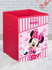 Kuber Industries Disney Minnie Print Non Woven Fabric Foldable Laundry Organiser with Handles (Pink)
