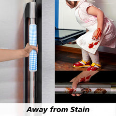 Kuber Industries Fridge Top Cover & Handle Cover Set | Fridge Top & Handle Cover Set | Refrigerator Cover & Handle Cover Combo Set | Barik Check Fridge & Handle Cover | Blue