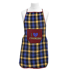 Kuber Industries Unisex Cotton Apron with Front Pocket|I Love Cooking Print & WaterProof Outer Layer|Size 75 x 50 x 1 CM|Pack of 4 (Multi) -CTKTC8867