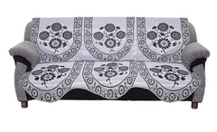 Kuber Industries Floral Design Cotton 6 Pieces 5 Seater Sofa Cover (Grey)-CTKTC014437