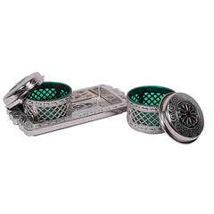 Kuber Industries Dry Fruits Tray with Two Bowls (Silver) -CTLTC12629,Standard