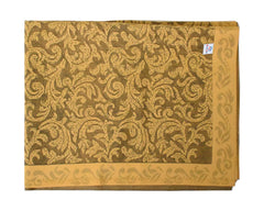 Heart Home Leaf Design Cotton Dining Table Cover/Table Cloth for Home Decorative Luxurious 6 Seater, 60"x90" (Golden)