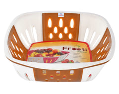 Heart Home Large Multi-Purpose Plastic Storage Baskets for Fruits Vegetables and Kitchen Fridge Dining Table- Pack of 6 (Brown & Green)-HS42KUBMART25440