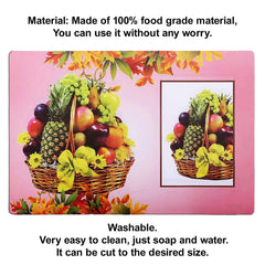 Kuber Industries Fruit Print Waterproof, Stain Resistant, Washable Refrigerator/Fridge Drawer Mat, Set of 6 (Pink)