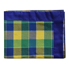 Kuber Industries Check Print Cotton Center Table Cover/Table Cloth for Home Decorative Luxurious 4 Seater, 60"x40" (Blue) 54KM4256