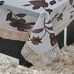 Kuber Industries Floral PVC 4 Seater Centre Table Cover - Cream