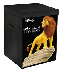 Kuber Industries Disney Cars & Lion King Print Non Woven Fabric Foldable Laundry Organiser with Lid & Handles (Set of 2, Black)-KUBMART10407, Standard