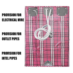 Heart Home Washing Machine Cover | Big Check Design Washing Machine Cover | Soft PVC | Top Load Semi-Automatic Washing Machine Cover | Maroon