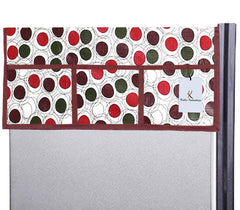 Kuber Industries Circle Design 3 Pieces PVC Fridge Mats,2 Piece Handle Cover and 1 Piece Fridge Top Cover (Maroon & Cream) CTKTC34067