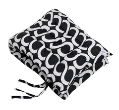 Heart Home Geometric Seamless Pattern Microfiber Comfortable, Soft, Long Back & Seat Rocking Chair, Lounger Cushion for Indoor/Outdoor with Ties, 18 * 46 Inch- Pack of 2 (Black)-49LUGH296