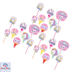 Heart Home Cupcake Toppers | Cardboard Cupcake Picks |Decorations Supplies for Farewell | Birthday Party | Theme Cupcake Topper | 21 Pieces | DT-2171 | Multicolor
