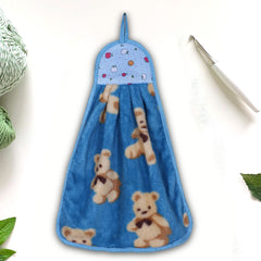 Kuber Industries Soft Cotton Teddy Bear Super Absorbent Hanging Napkin|Hand Towel for Washbasin & Kitchen,Pack of 12,(Assorted)